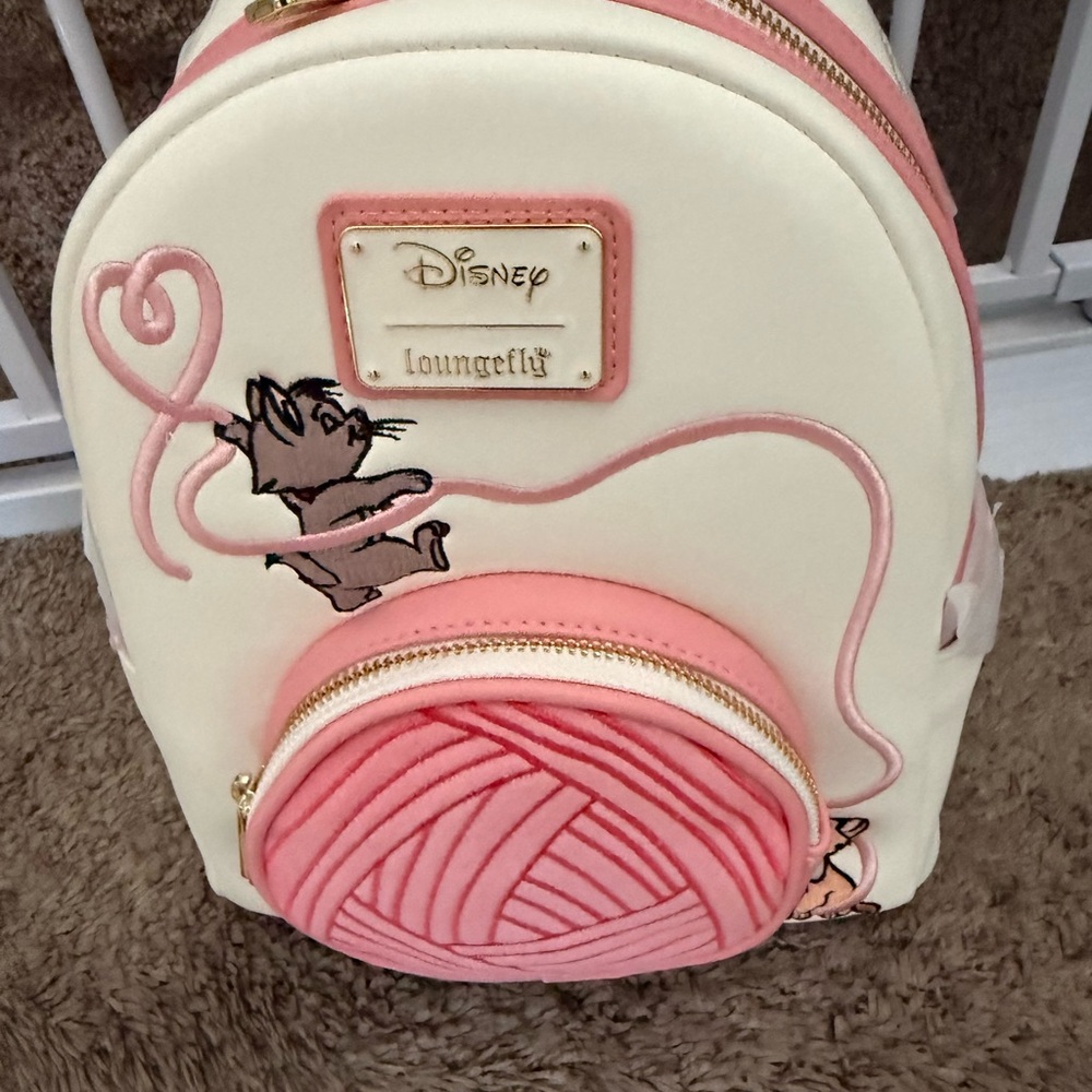 Loungefly Cream & Pink Cat Yarn Mini Backpack